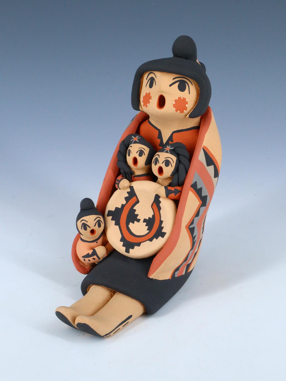 Jemez Pueblo Pottery Three Baby Storyteller - PuebloDirect.com