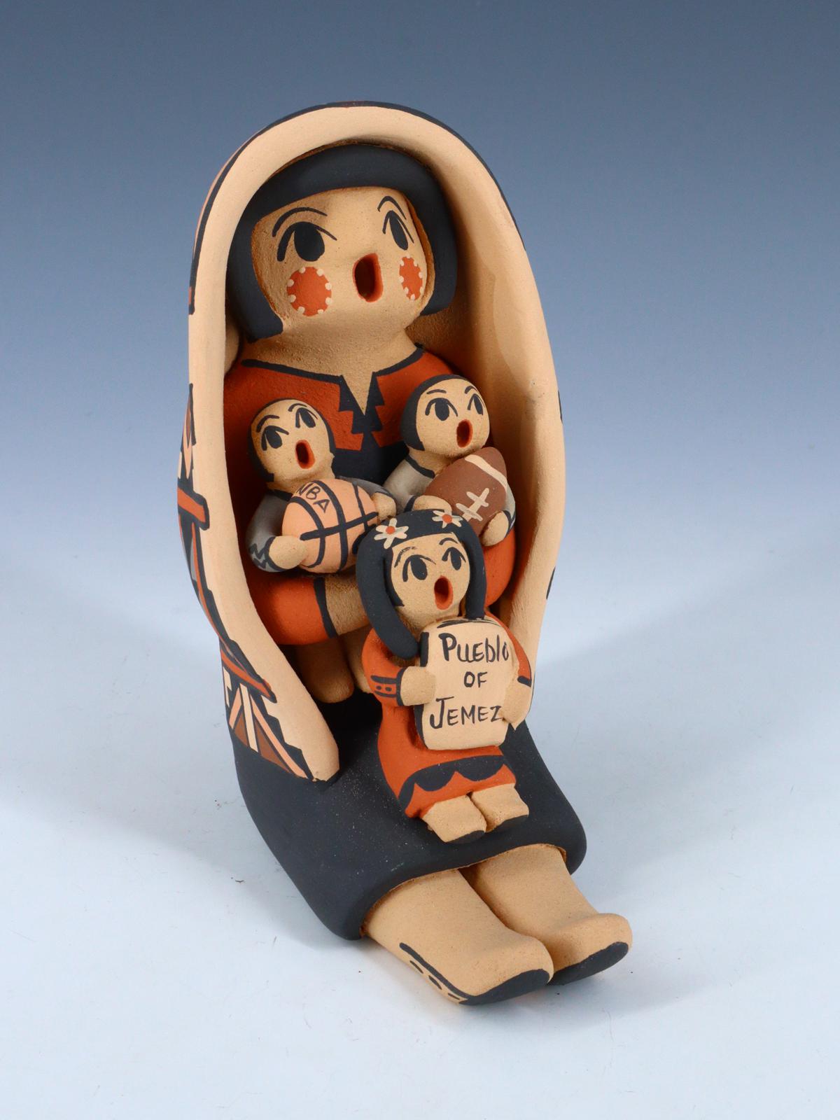 Jemez Pueblo Pottery Three Baby Storyteller - PuebloDirect.com