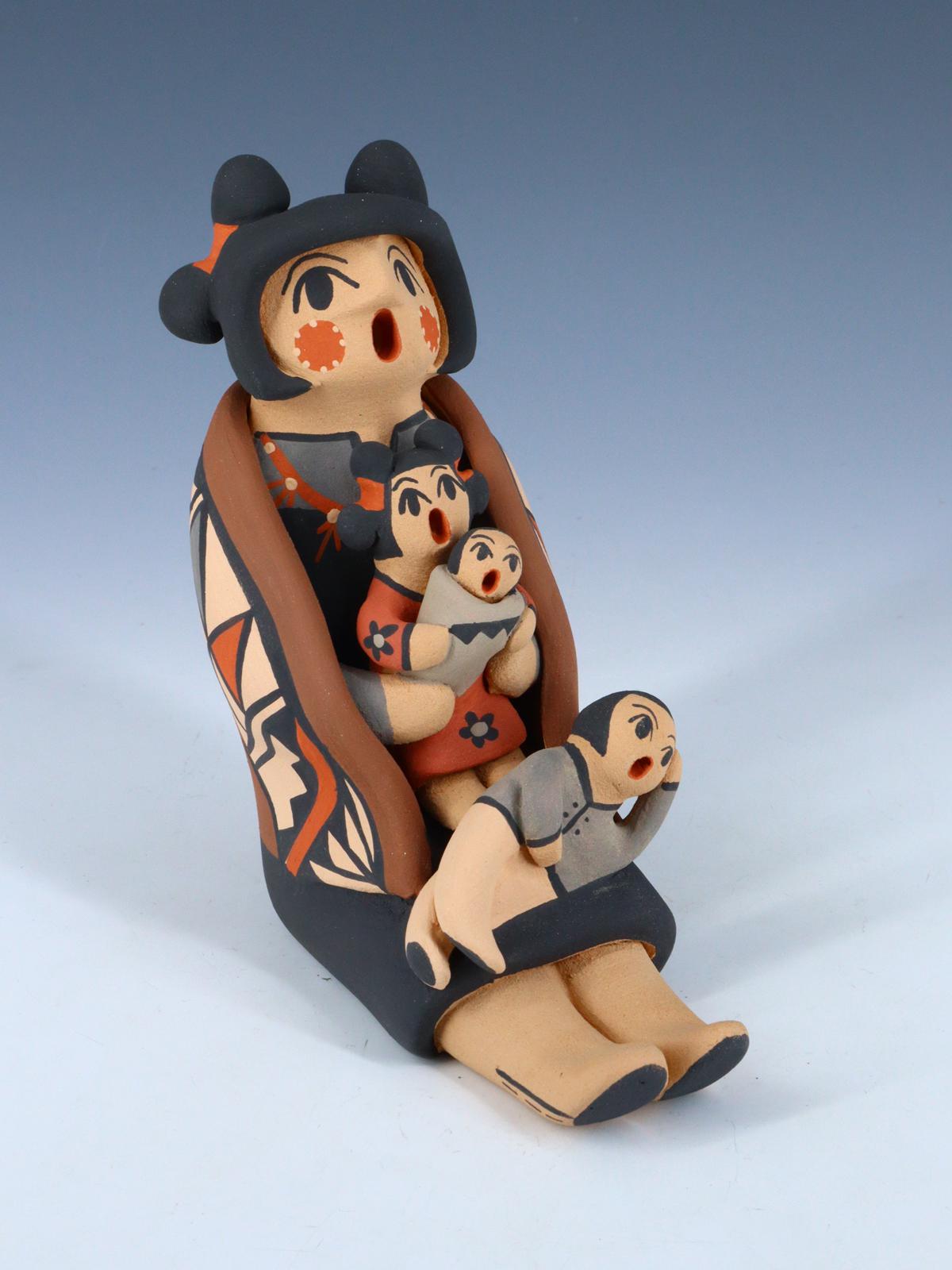Jemez Pueblo Pottery Three Baby Storyteller - PuebloDirect.com