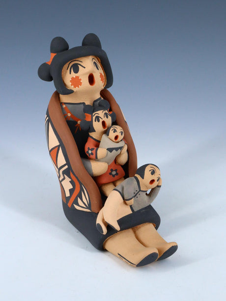 Jemez Pueblo Pottery Three Baby Storyteller - PuebloDirect.com