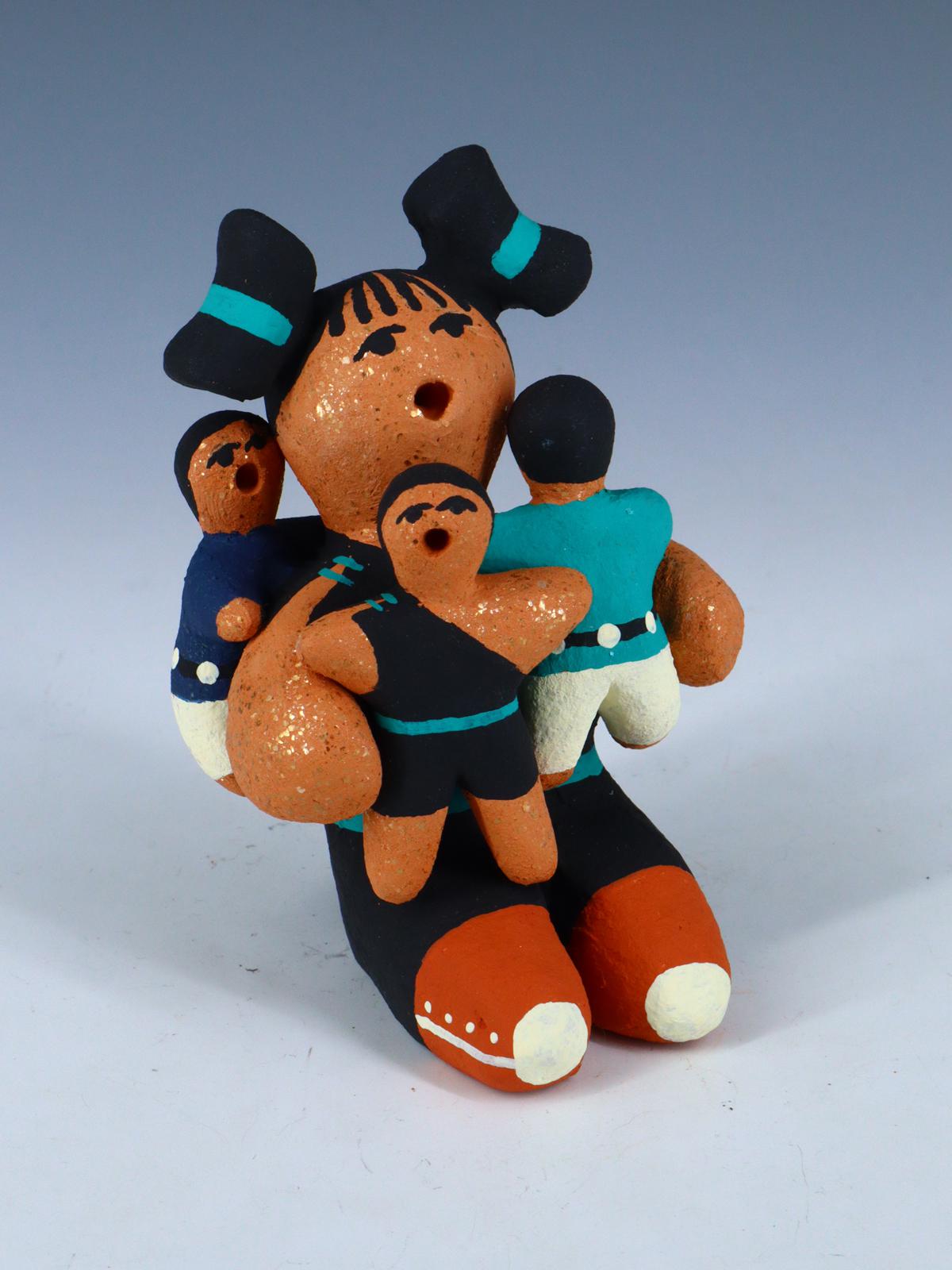 Taos Pueblo Pottery Three Baby Storyteller Doll - PuebloDirect.com