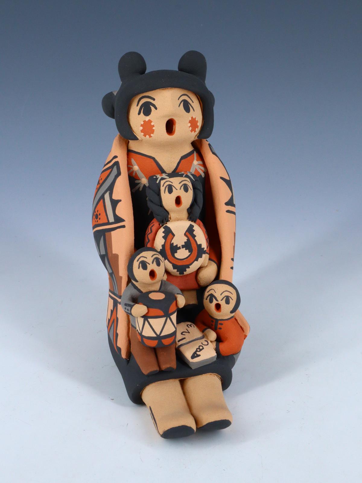 Jemez Pueblo Pottery Three Baby Storyteller - PuebloDirect.com