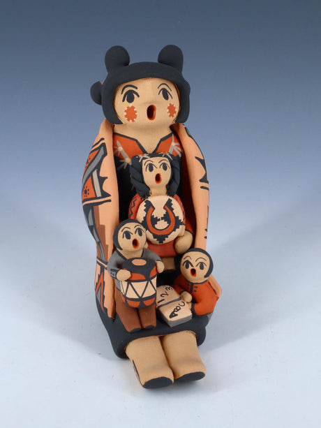 Jemez Pueblo Pottery Three Baby Storyteller - PuebloDirect.com