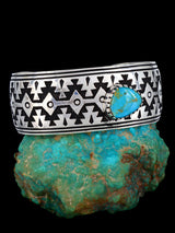 Native American Turquoise Sterling Silver Overlay Bracelet - PuebloDirect.com