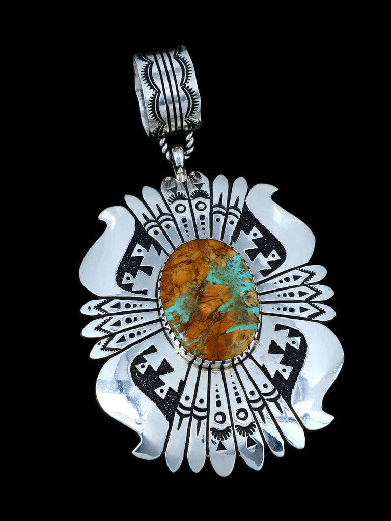 Native American Sterling Silver Overlay Royston Turquoise Pendant - PuebloDirect.com