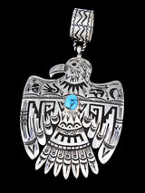 Native American Sterling Silver Turquoise Eagle Pendant - PuebloDirect.com