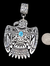 Native American Sterling Silver Turquoise Eagle Pendant - PuebloDirect.com