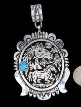 Native American Sterling Silver Turquoise Horse Pendant - PuebloDirect.com