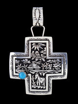 Native American Sterling Silver Overlay Cross Pendant