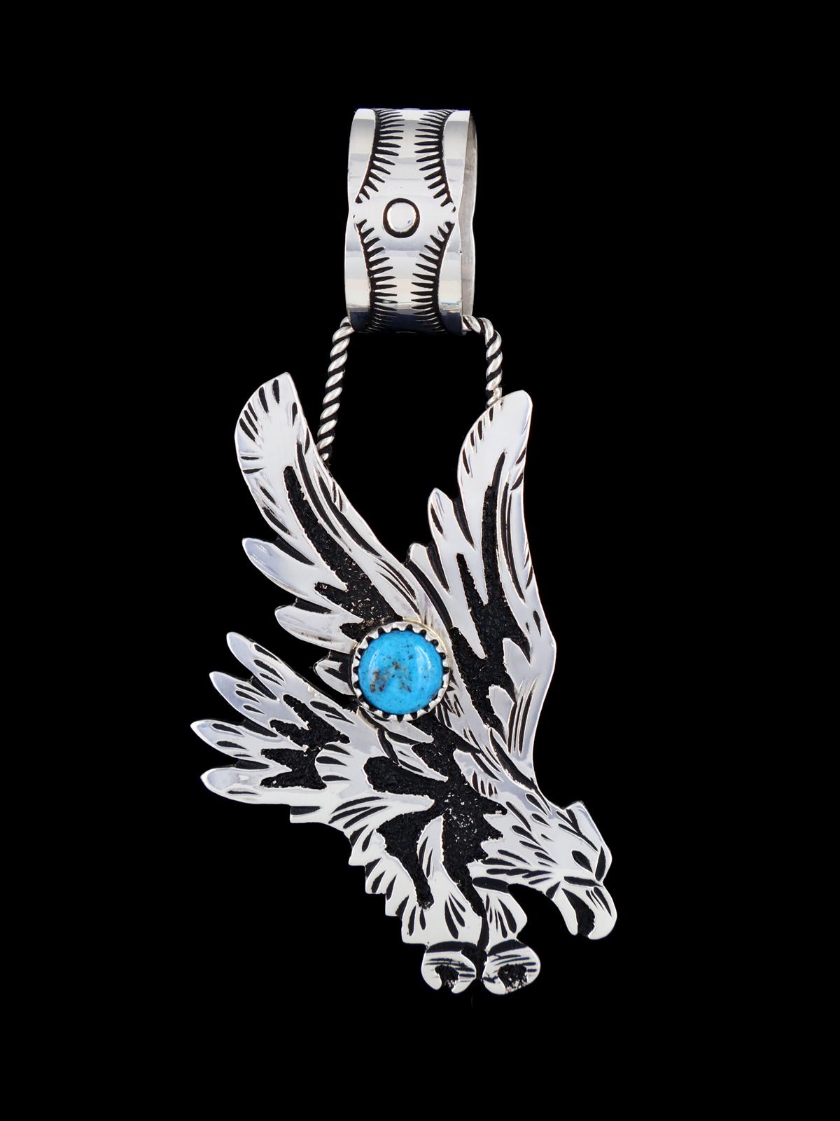 Native American Sterling Silver Turquoise Eagle Pendant