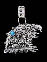 Native American Sterling Silver Turquoise Eagle Pendant
