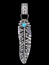 Large Native American Sterling Silver Overlay Leaf Pendant