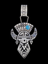 Native American Sterling Silver Turquoise Sun Shield Pendant