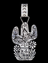 Native American Sterling Silver Overlay Saguaro Cactus Pendant