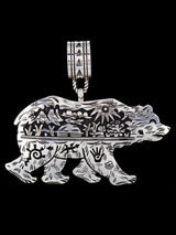 Large Native American Sterling Silver Overlay Bear Pendant