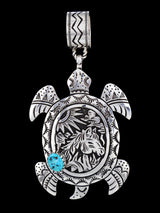 Native American Sterling Silver Overlay Turtle Pendant
