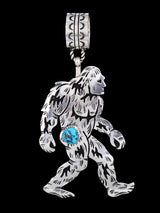Native American Sterling Silver Overlay Bigfoot Pendant