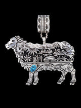 Native American Sterling Silver Overlay Sheep Pendant