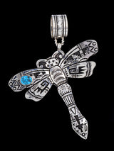 Native American Sterling Silver Overlay Dragonfly Pendant