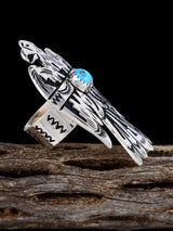 Adjustable Sterling Silver Overlay Turquoise Eagle Ring - PuebloDirect.com