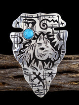 Adjustable Sterling Silver Overlay Turquoise Arrowhead Ring - PuebloDirect.com