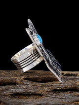 Adjustable Sterling Silver Overlay Turquoise Butterfly Ring - PuebloDirect.com