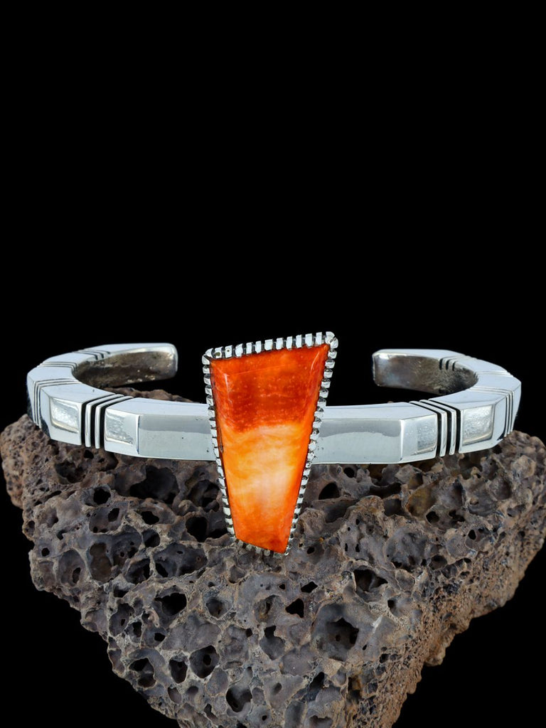 Native American Sterling Silver Spiny Oyster Cuff Bracelet - PuebloDirect.com