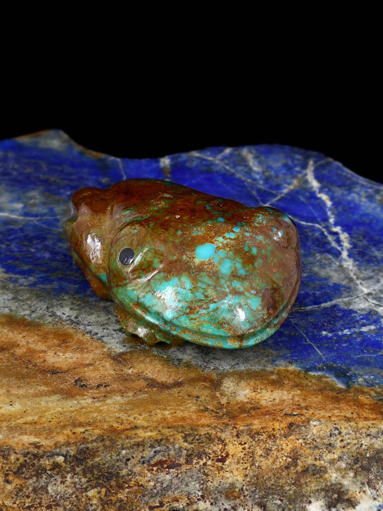 Turquoise Frog Navajo Stone Carving - PuebloDirect.com