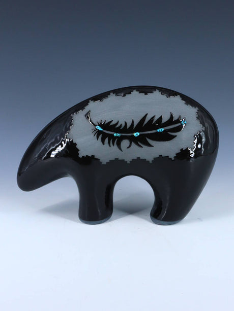 San Juan Pueblo Black Pottery Bear - PuebloDirect.com