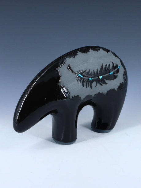 San Juan Pueblo Black Pottery Bear - PuebloDirect.com