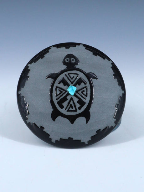 San Juan Pueblo Black Pottery Turtle Jewelry Box - PuebloDirect.com