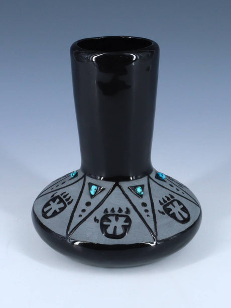 San Juan Pueblo Black Pottery Vase - PuebloDirect.com