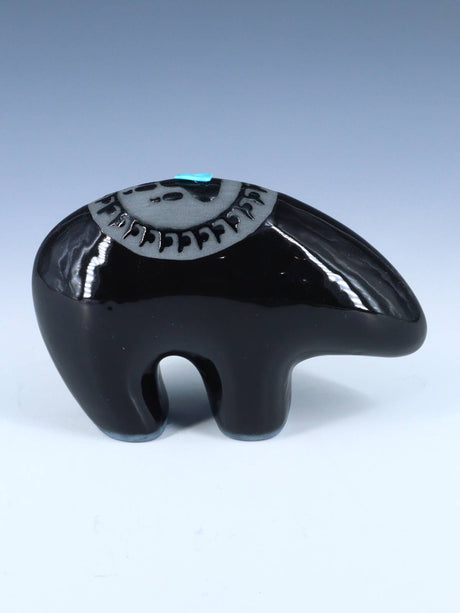 San Juan Pueblo Black Pottery Bear - PuebloDirect.com