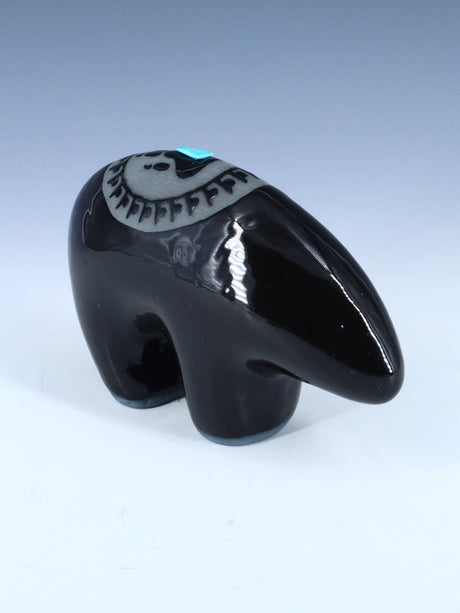 San Juan Pueblo Black Pottery Bear - PuebloDirect.com