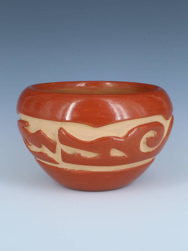 Estate Santa Clara Pueblo Hand Coiled Carved Avanyu Pottery - PuebloDirect.com