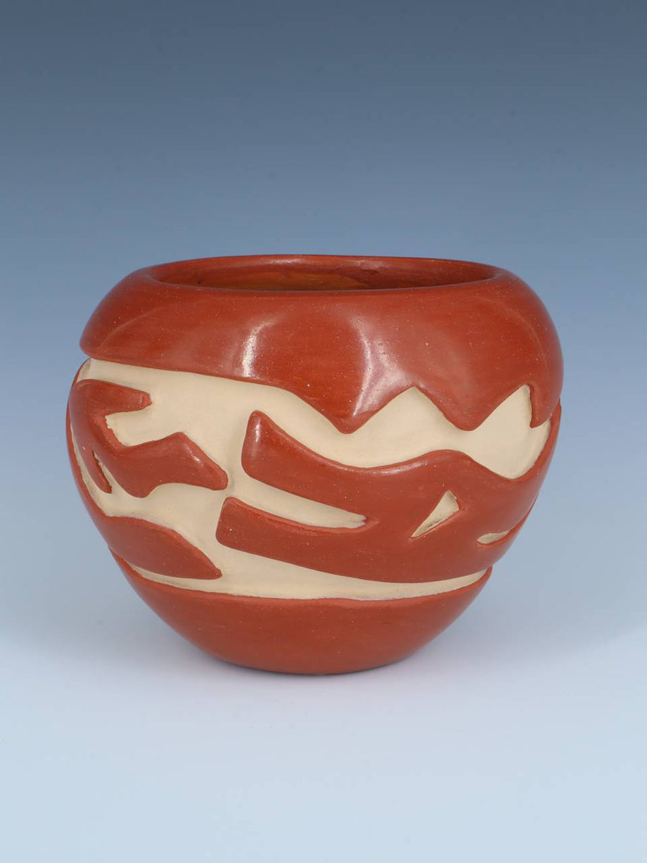 Estate Santa Clara Pueblo Hand Coiled Carved Avanyu Pottery