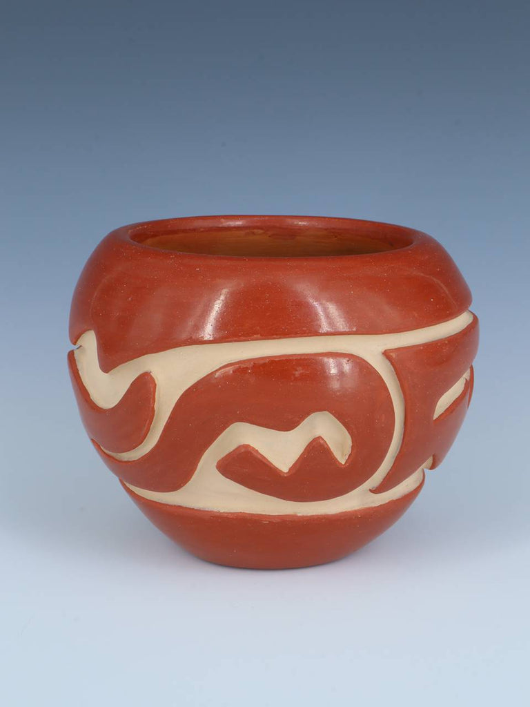 Estate Santa Clara Pueblo Hand Coiled Carved Avanyu Pottery - PuebloDirect.com