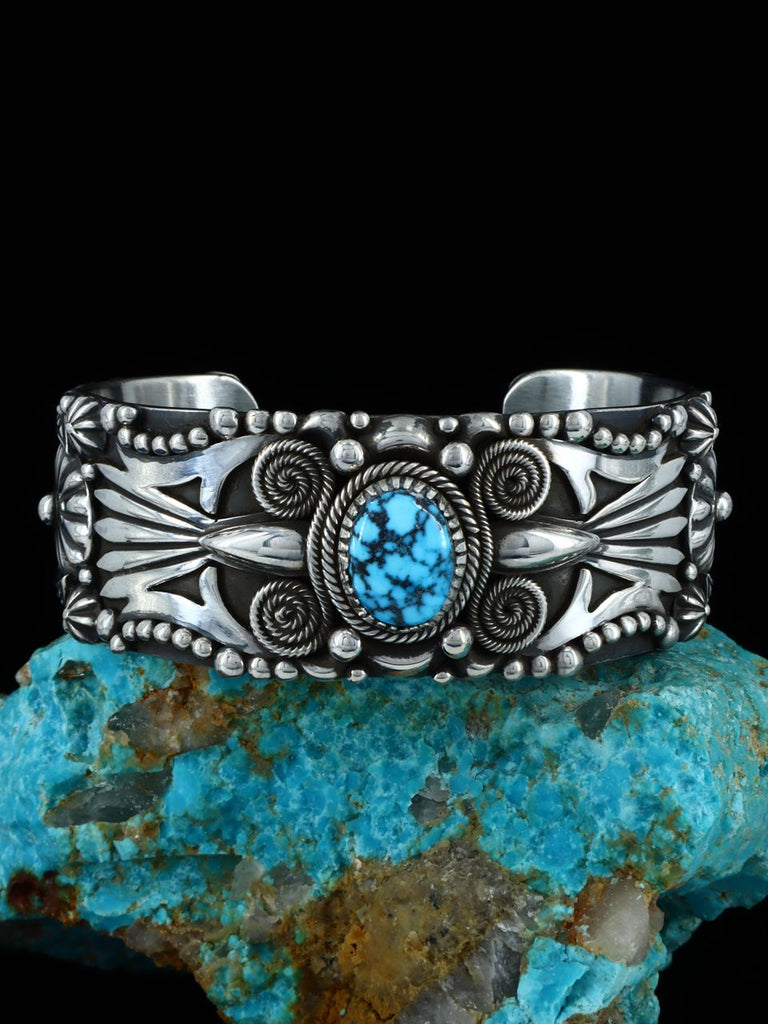 Navajo Natural Kingman Turquoise Sterling Silver Cuff Bracelet - PuebloDirect.com