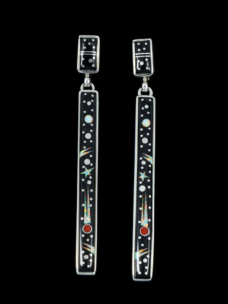 Native American Inlay Night Sky Post Earrings - PuebloDirect.com