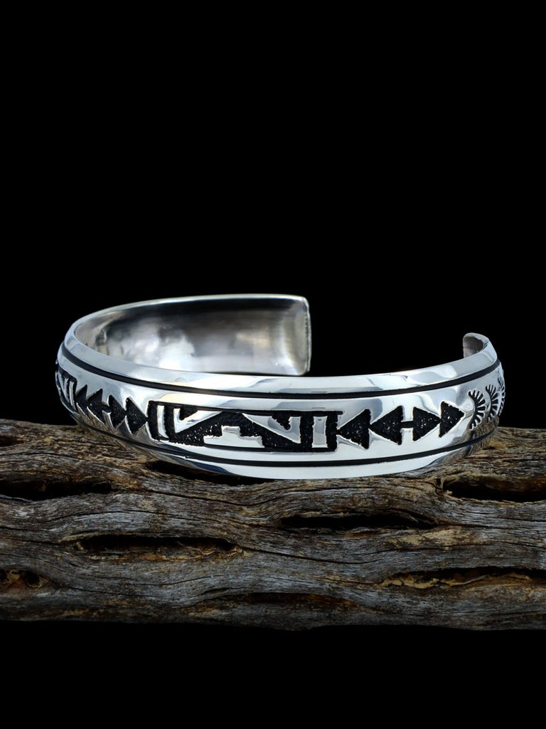 Navajo Sterling Silver Overlay Cuff Bracelet - PuebloDirect.com