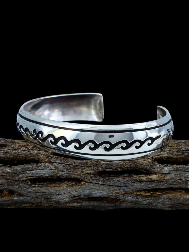 Navajo Sterling Silver Overlay Cuff Bracelet - PuebloDirect.com