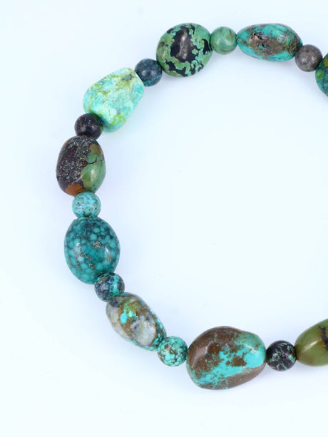 Navajo Cloud Mountain Turquoise Stretch Bracelet - PuebloDirect.com