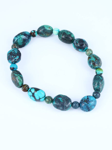 Navajo Cloud Mountain Turquoise Stretch Bracelet - PuebloDirect.com