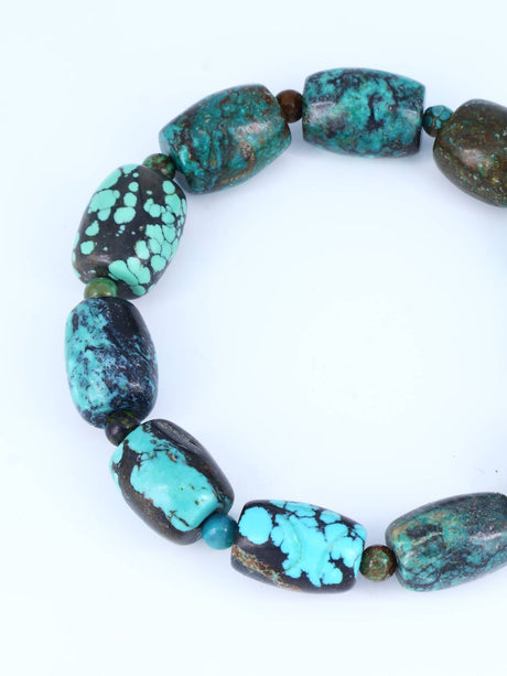 Navajo Cloud Mountain Turquoise Stretch Bracelet - PuebloDirect.com