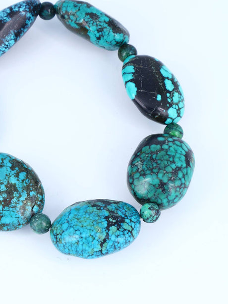Navajo Cloud Mountain Turquoise Stretch Bracelet - PuebloDirect.com