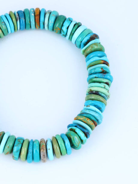 Navajo Turquoise Stretch Bracelet - PuebloDirect.com