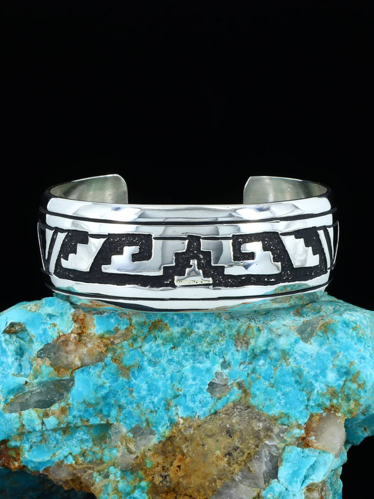 Native American Sterling Silver Overlay Cuff Bracelet - PuebloDirect.com