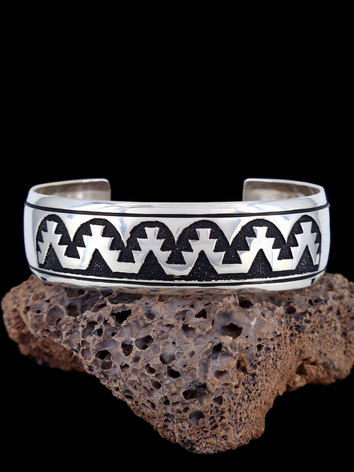 Native American Sterling Silver Overlay Cuff Bracelet
