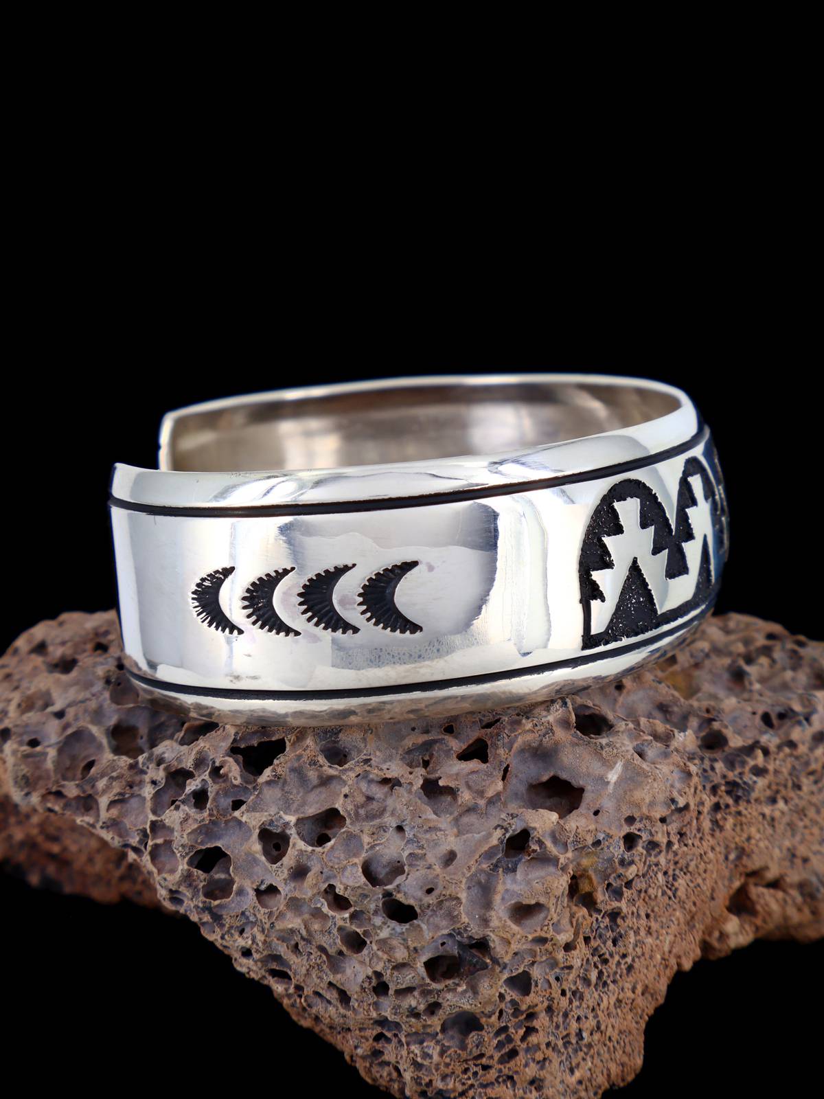 Native American Sterling Silver Overlay Cuff Bracelet
