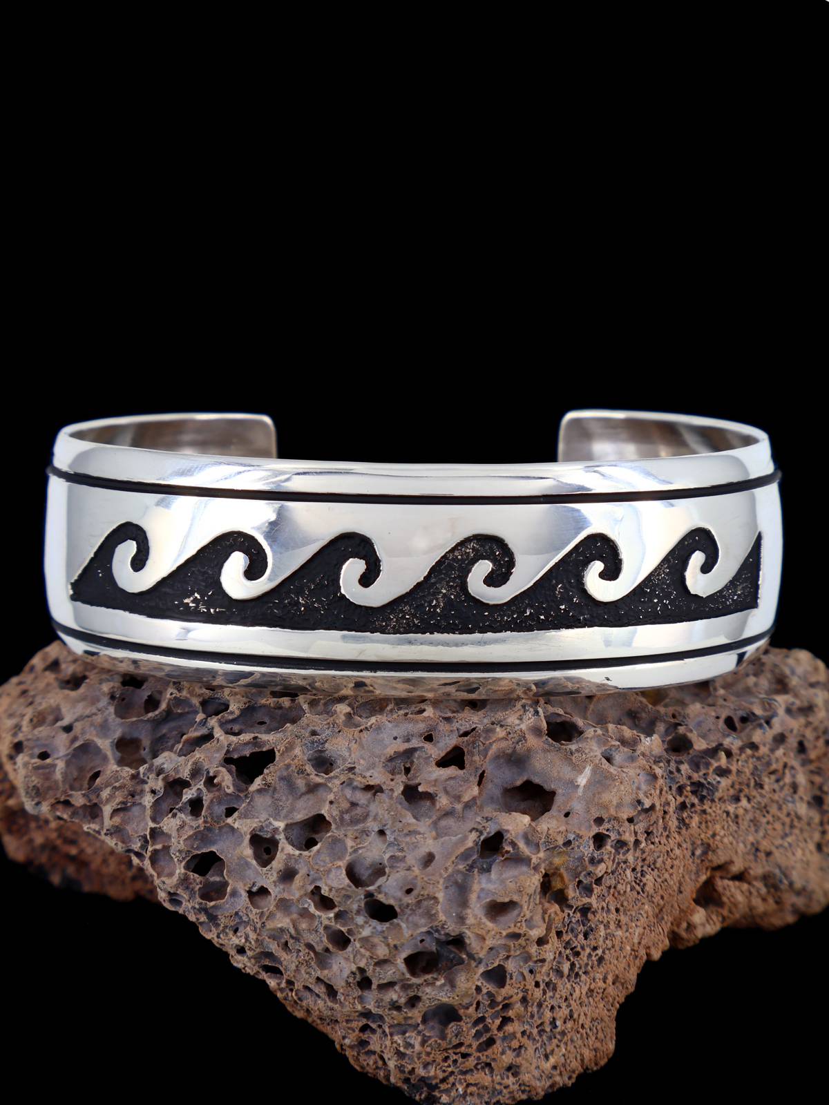 Native American Sterling Silver Overlay Cuff Bracelet